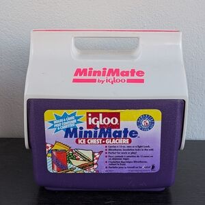 MiniMate Igloo Cooler Ice Chest Insulated Lunch Box Purple White 6 Pack Travel
